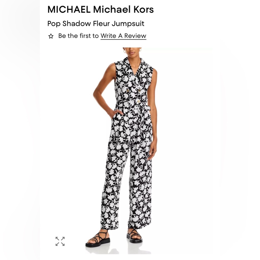 MICHAEL Michael Kors Black & White Floral Sleeveless Jumpsuit